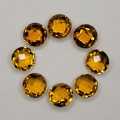 12mm Round, Double Sided Faceted Citrine. - The Crystal Connoisseurs