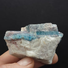 Load image into Gallery viewer, Paraiba Tourmaline in Matrix. 94g - Locale: Paraiba, Brazil. Weight: 94.14grams. Dimensions: 2.3 x 1.8 x 1.3in - The Crystal Connoisseurs

