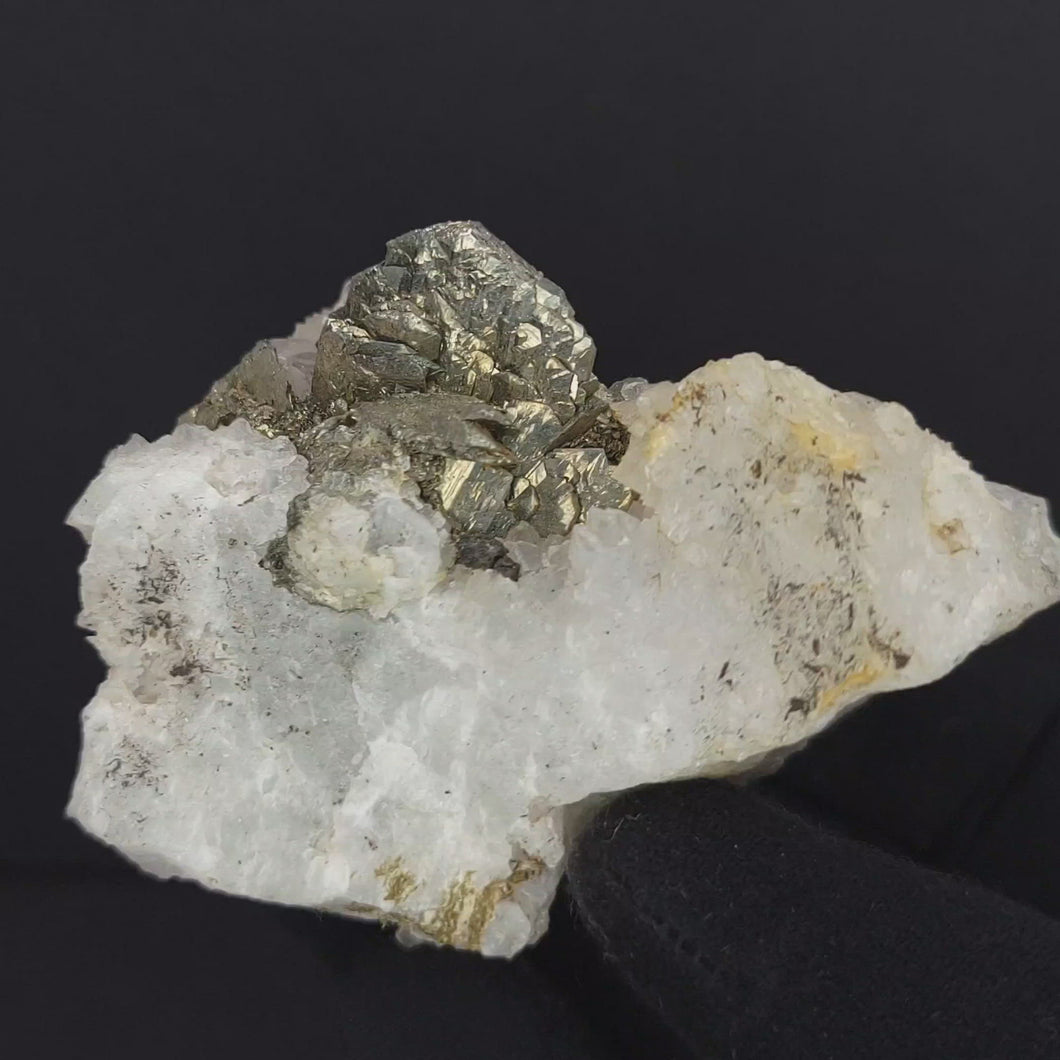 Pyrite Pseudomorph after Barite on Quartz. 228g