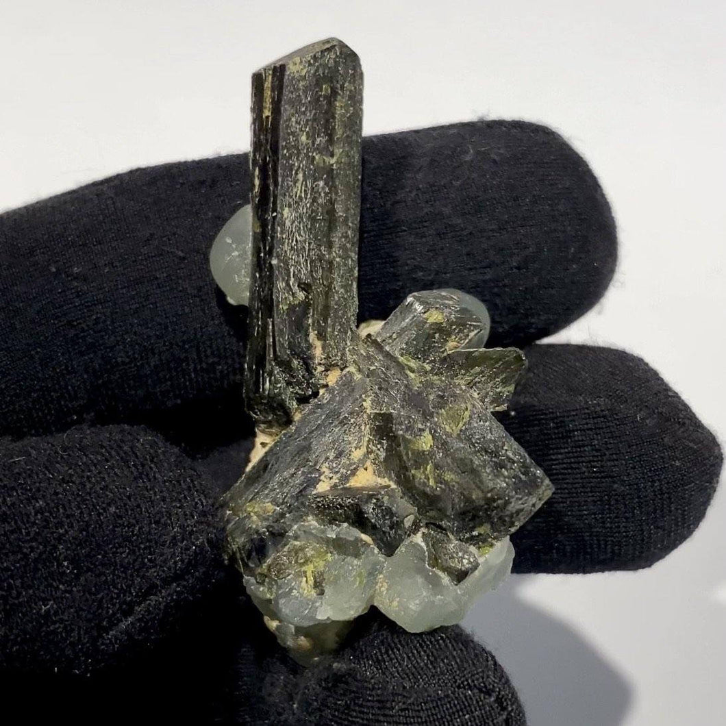 Epidote with Prehnite - The Crystal Connoisseurs